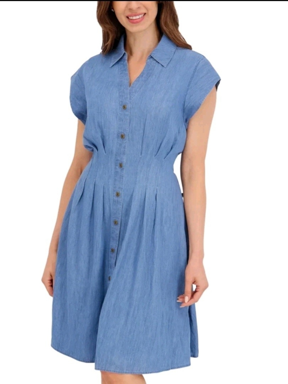 Nautica Jeans Women's Button-Front Pintuck Dress